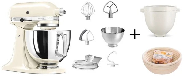 KitchenAid Küchenmaschine ARTISAN 175PS Creme Brotback-Set 1