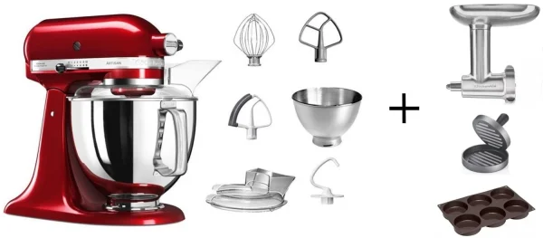 KitchenAid Küchenmaschine ARTISAN 175PS Liebesapfelrot Burgerprofi-Set 1