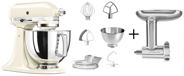 KitchenAid Küchenmaschine ARTISAN 175PS In Creme Mit Fleischwolf Aus Metall 1