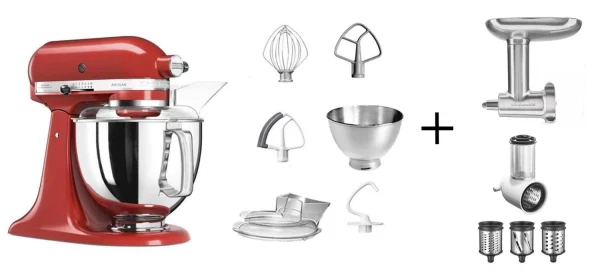 KitchenAid Küchenmaschine ARTISAN 175PS Empire Rot Kochprofi-Set 1