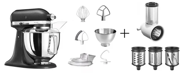 KitchenAid Küchenmaschine ARTISAN 175PS In Gusseisen Schwarz Mit Gemüseschneider 1