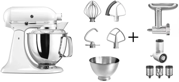 KitchenAid Küchenmaschine ARTISAN 175PS Weiß Kochprofi-Set 1